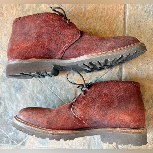 Brunello Cucinelli Suede Chukka Boots 42 Burgundy Made in Italy Vibram Sole main image 8